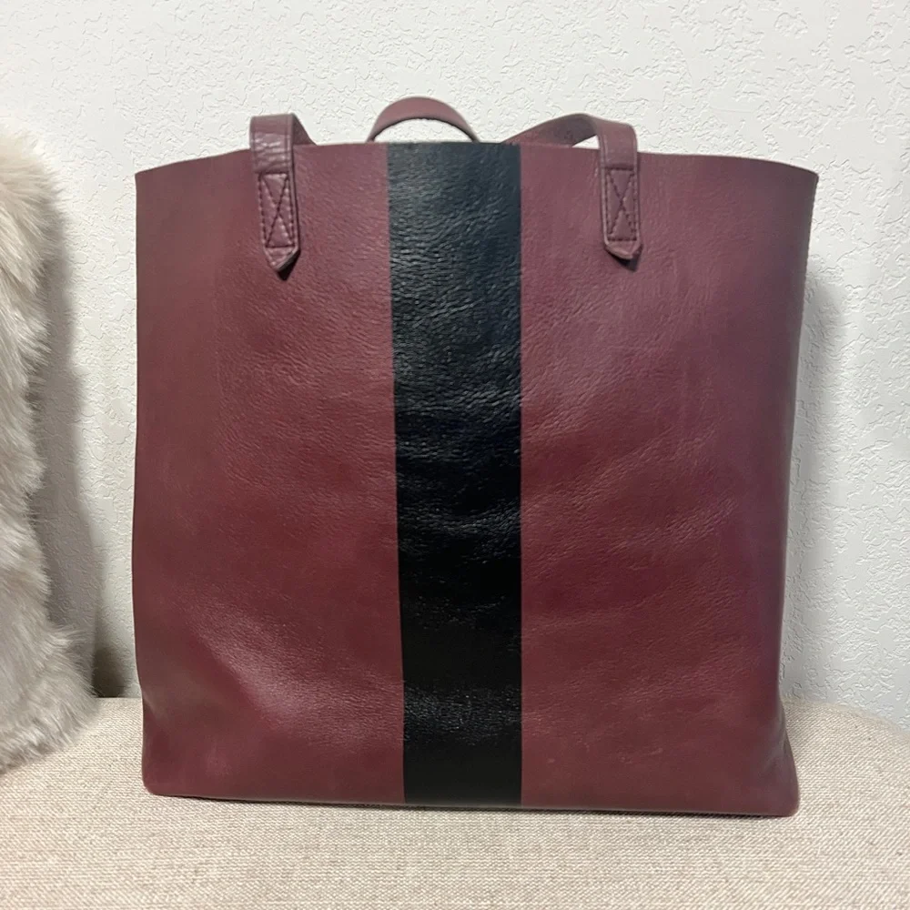 Madewell Paint Stripe Transport Leather Tote - Picture 8 of 14